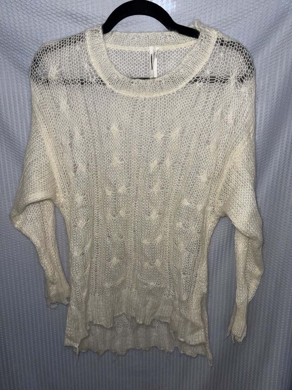 Anthropologie Cream Open Knit Long Sleeve Sweater